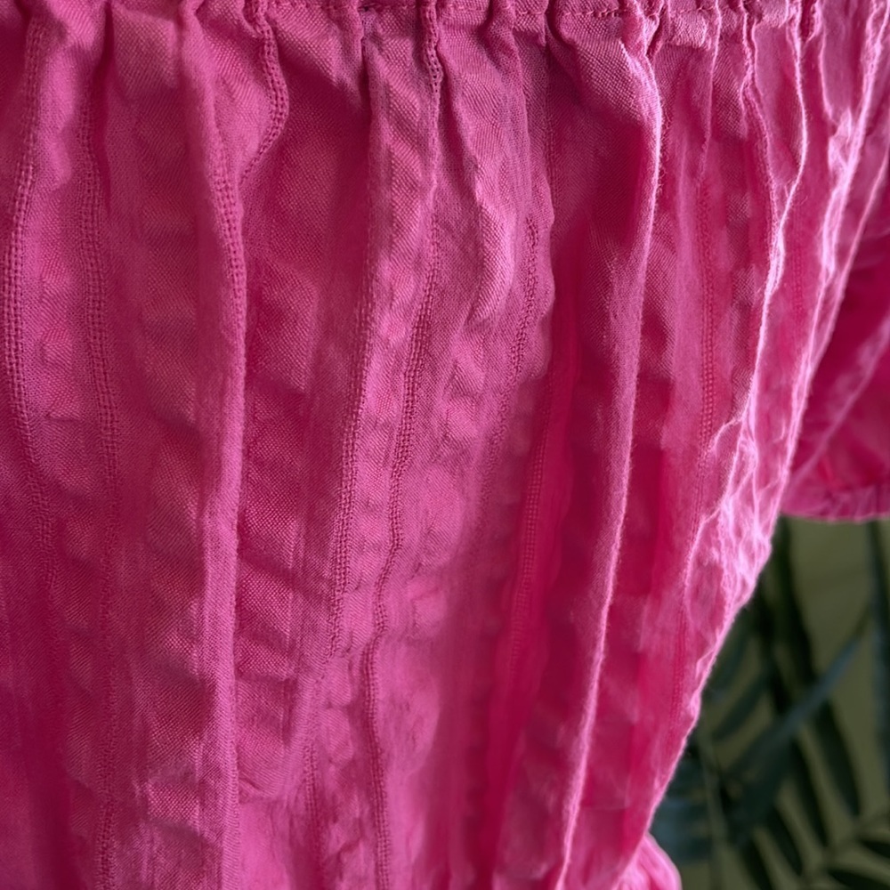 Tommy Hilfiger Pink Tonal puff sleeved top size M - Picture 5 of 7